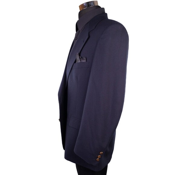 Stafford Executive Hartmax Worsted Wool 2 Gold Button Blazer Sz 46r Blue EUC - Picture 3 of 14